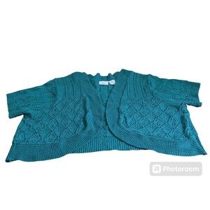 Jaclyn Smith Hunter Green Cropped Cardigan Women's 3XL